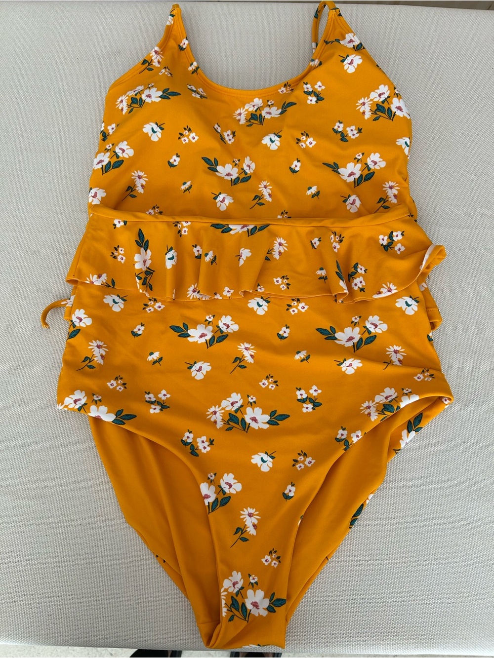 Coral Reef Yellow-Trim One-Piece Swimwear